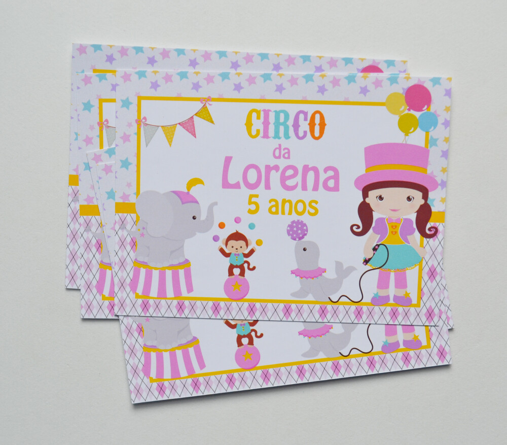 Adesivo Personalizado para Sacolinhas Circo | Festa Infantil