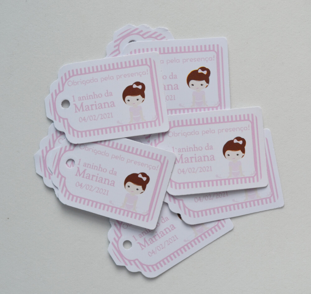 Tag Lembrancinha Bailarina Personalizada | Festa Ballet