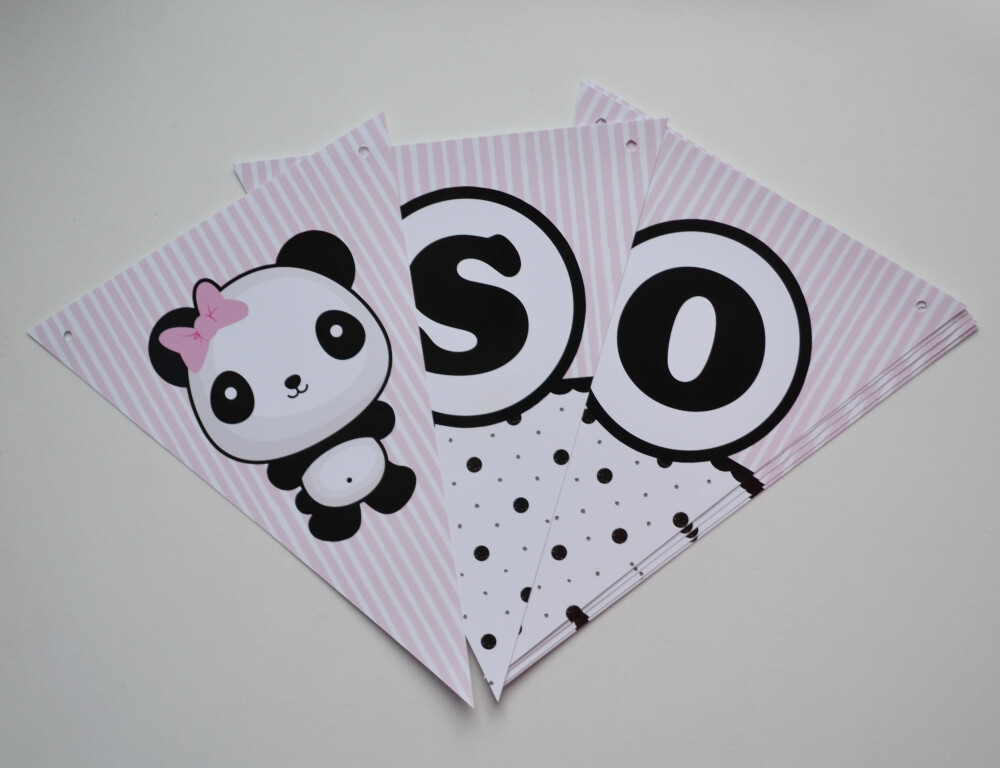 Bandeirolas Urso Panda Personalizadas para Festa Infantil