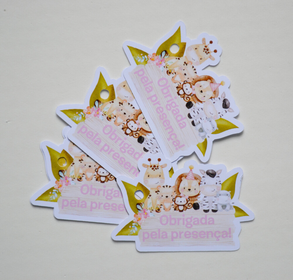 Tag Lembrancinha Safari Aquarela Personalizada | Festa Infantil
