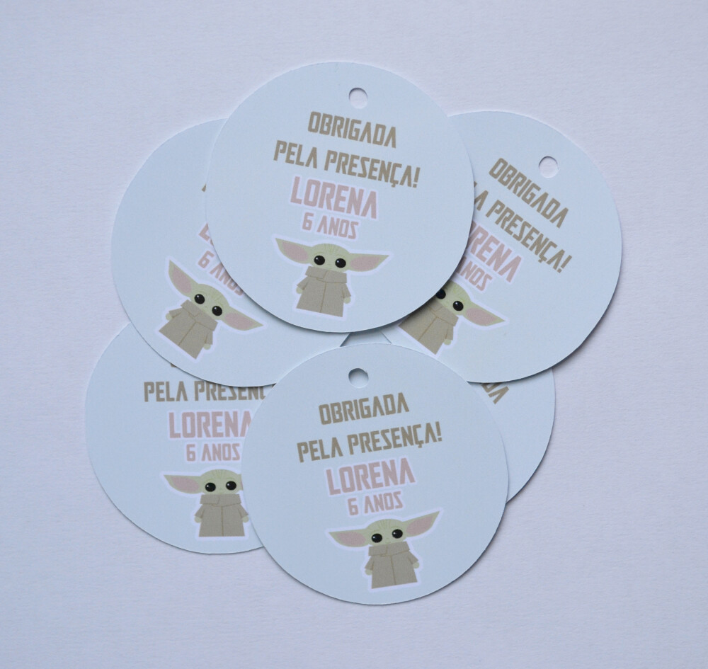 Tag Lembrancinha Baby Yoda Personalizada | Festa Star Wars
