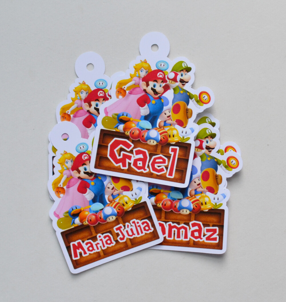 Tag Super Mario Bros c/ Nome dos Convidados