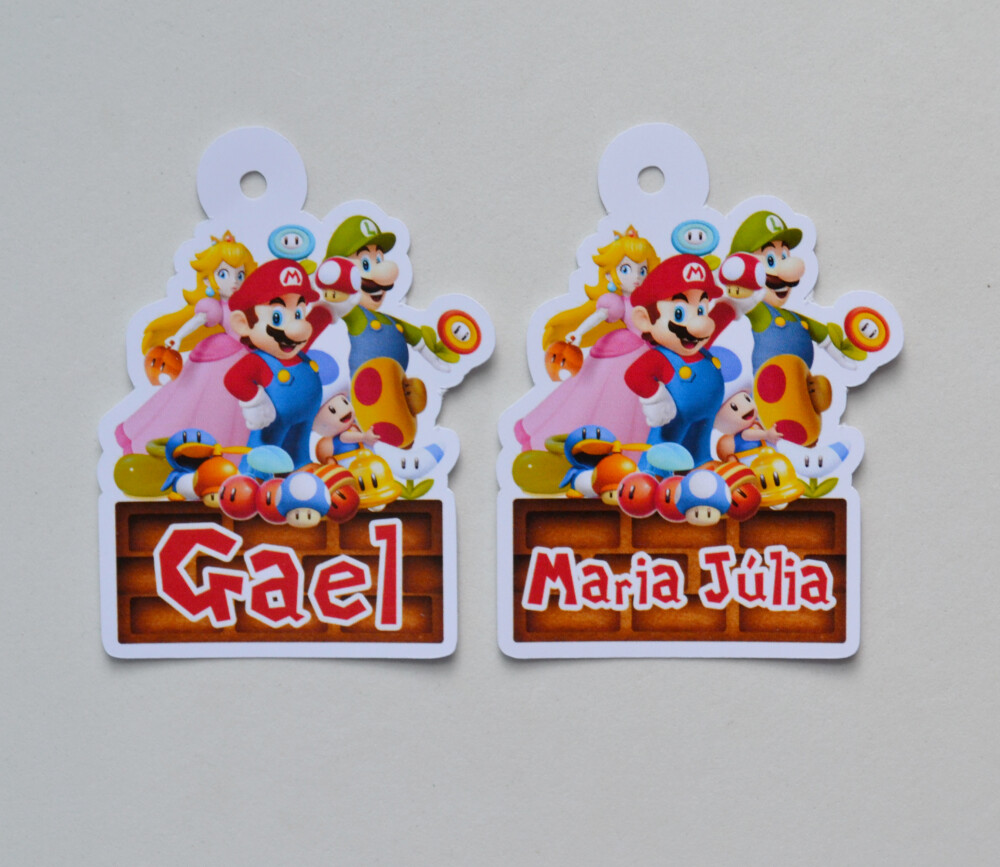 Tag Super Mario Bros c/ Nome dos Convidados