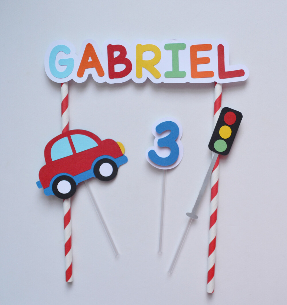 Topo de Bolo Carrinho Personalizado | Decoração Infantil