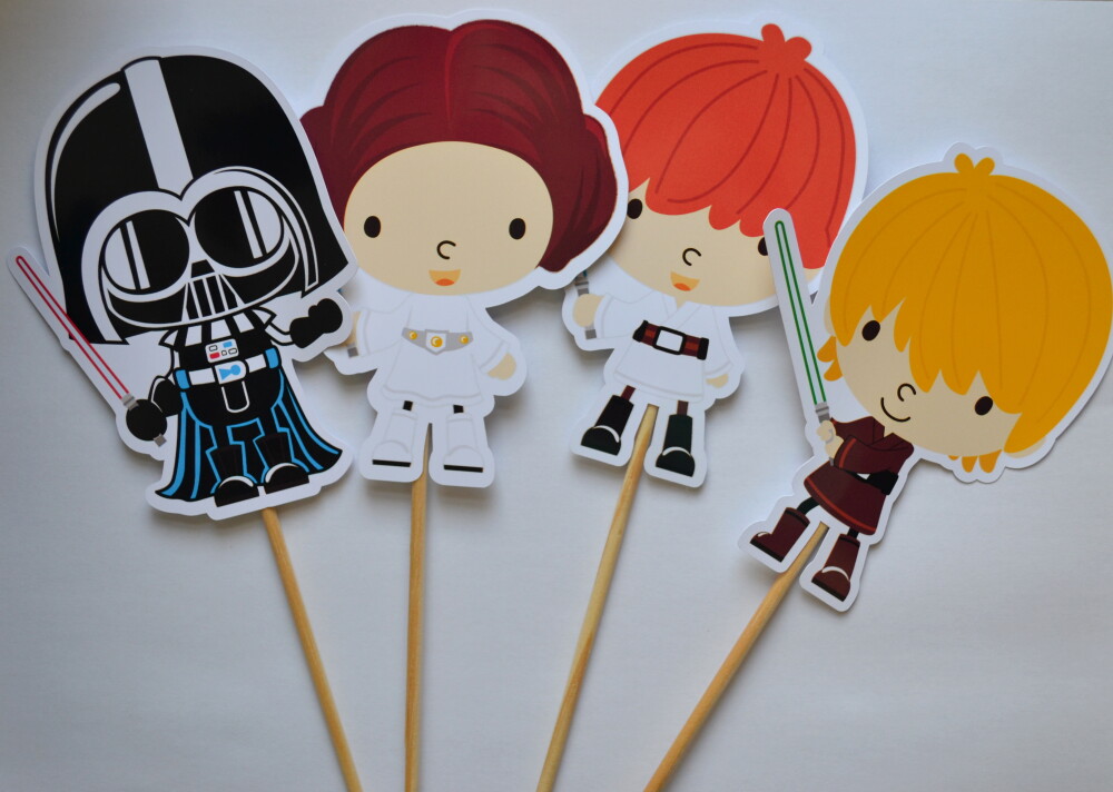 Palitos Decorativos Star Wars para Festa | Topper Temático