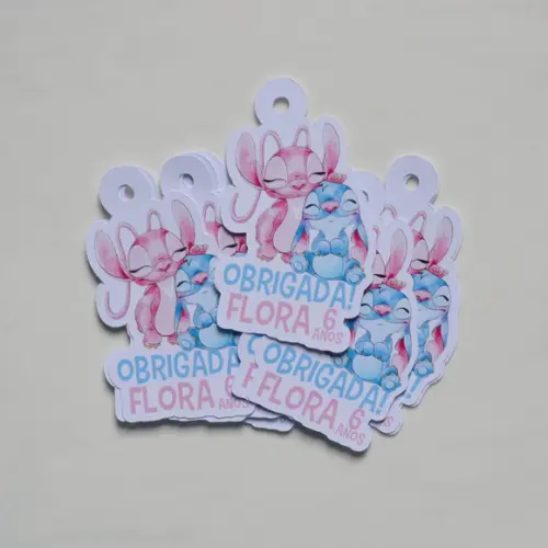 Tag lembrancinha Stitch Aquarela