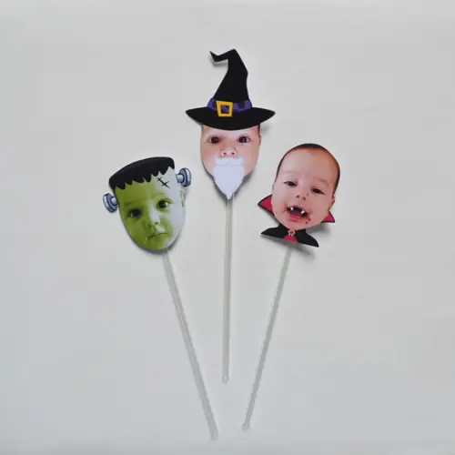 Topper Rostinhos Customizados Halloween (12 Unidades)