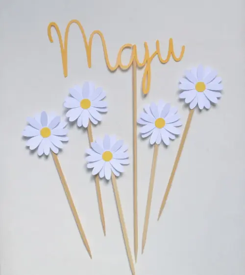 Topo de Bolo Personalizado Margaridas