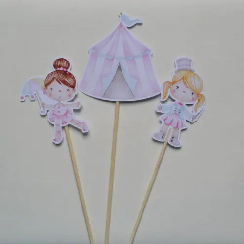 Palitões Decorativos Circo Rosa - 10 Unidades