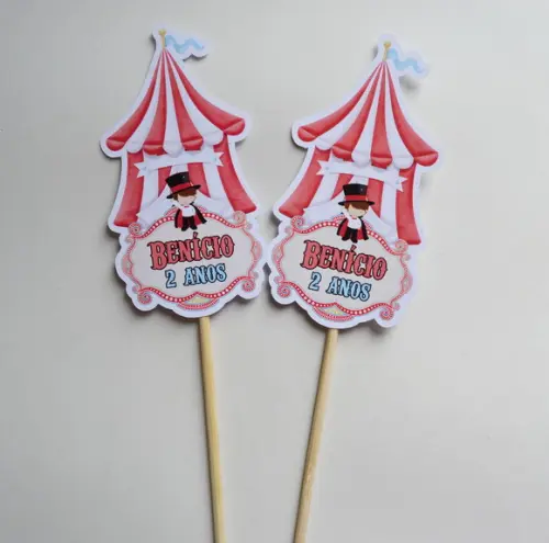 Palitões Decorativos Circo - 10 Unidades