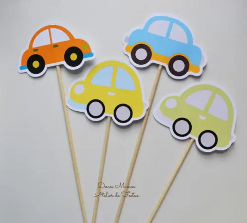 Palitões Decorativos Carrinhos - 10 Unidades