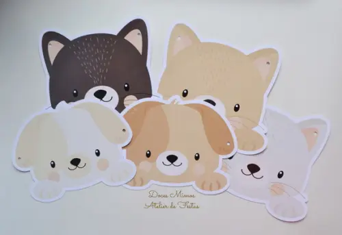 Varal Decorativo Pet - Gatinhos e Cachorrinhos (8 Pets)