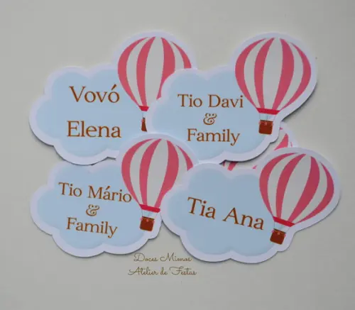 Tag Balão com o Nome dos Convidados