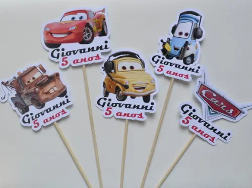 Palito Decorativo Carros - 10 Unidades