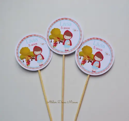 Palitões Decorativos Chapeuzinho Vermelho - 10 Unidades