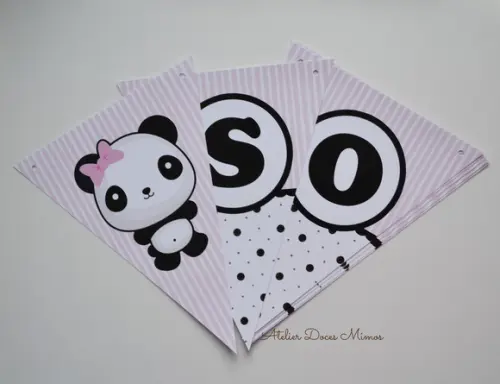 Bandeirolas Panda Rosa