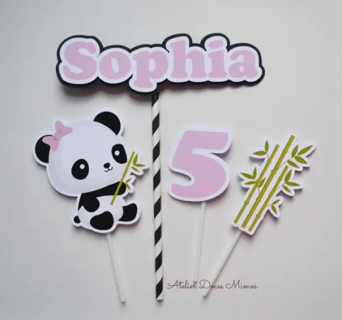 Topo de Bolo Urso Panda