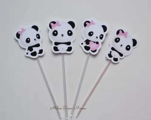 Topper de Doces Panda Rosa