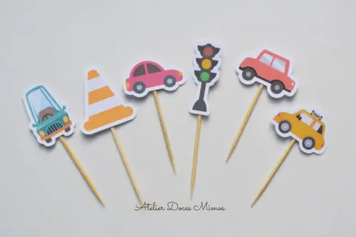Topper de Doces Carrinhos (30 Unid.)