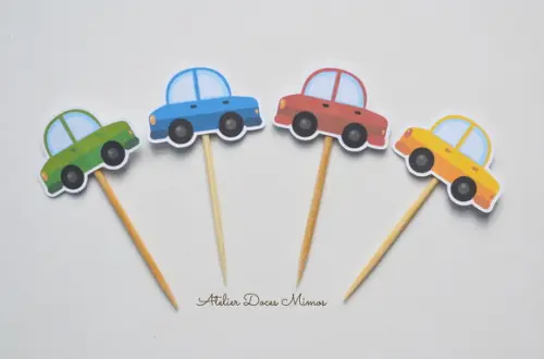 Topper de Doces Carrinhos (30 Unidades)