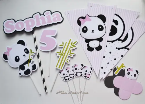 Kit Festa personalizada Panda Rosa