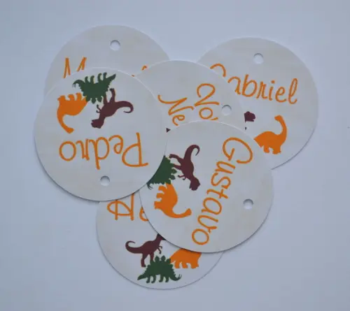 Tag Dinossauro com Nome dos Convidados
