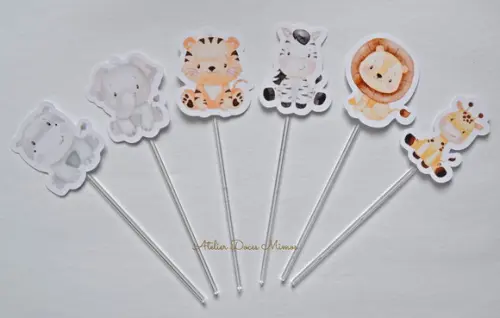 Topper de Doces Safari Aquarela (30 Unid.)