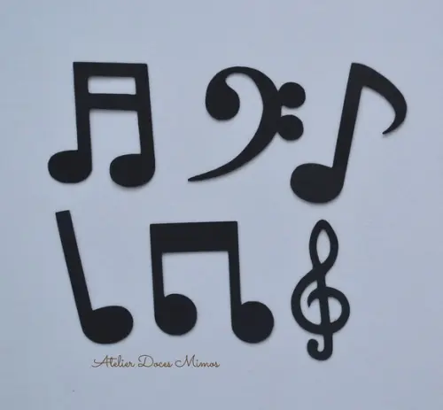Notas Musicais Apliques p/ Parede - 6 Unidades