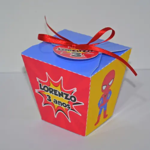 Caixa In Box Homem Aranha c/ Fita e Tag Agradecimento
