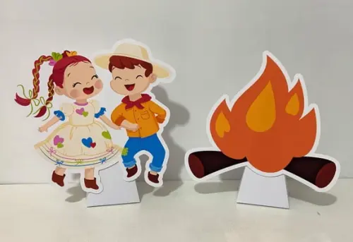 Totem de Mesa com Caixa Pirâmide Festa Junina