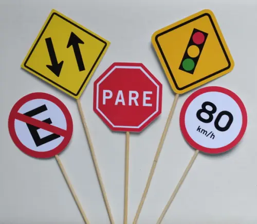 Palito Decorativo Placa de Trânsito - 10 Unidades
