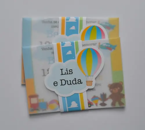 Convite Brinquedos com tag personalizada