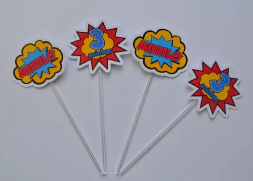Topper Personalizados Onomatopéias Super Heróis