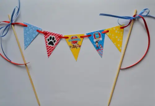 Topo de Bolo Patrulha Canina - Mini Bandeirinhas
