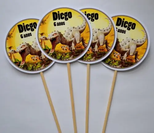 Palito Decorativo Dinossauro - 10 Unidades