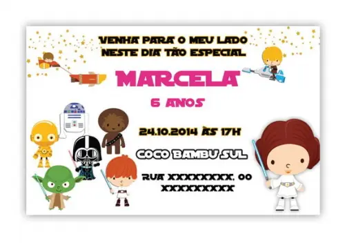 Convite Digital Star Wars Menina