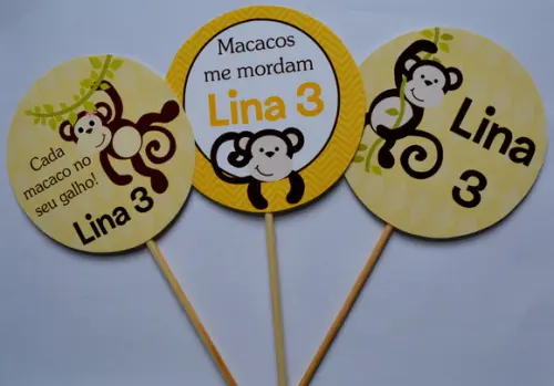 Palito Decorativo Macaquinho - 10 Unidades