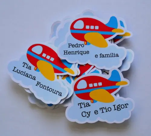 Tag Avião com Nome dos Convidados