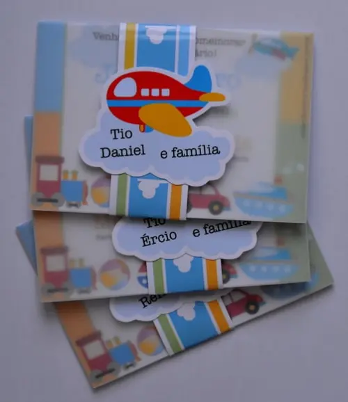 Convite Brinquedos c/ Tag Personalizada