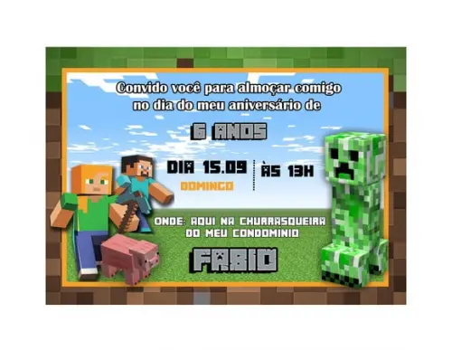 Convite Minecraft | Digital