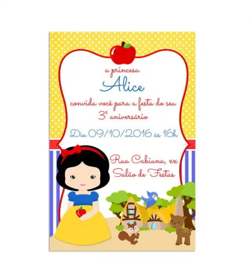 Convite digital Branca de Neve