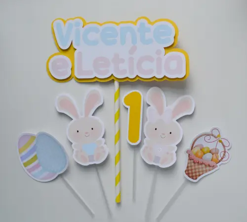 Kit Festa Personalizada Coelhinhos | Decoração Infantil