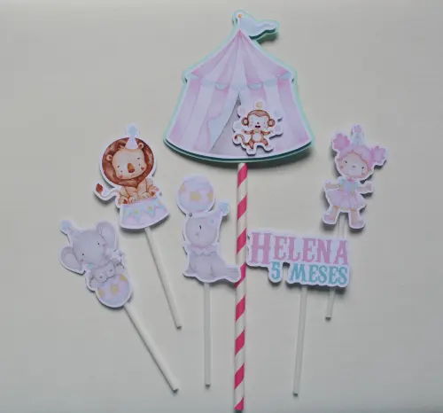 Kit Festa Circo Rosa Personalizado | Festa Infantil Delicada