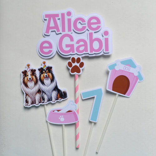 Topo de Bolo Cachorrinho Personalizado | Festa Infantil