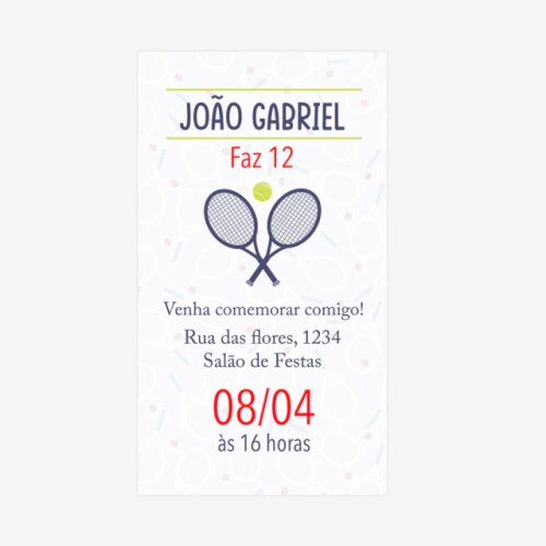 Convite Digital Jogo de Tênis Personalizado para Aniversário