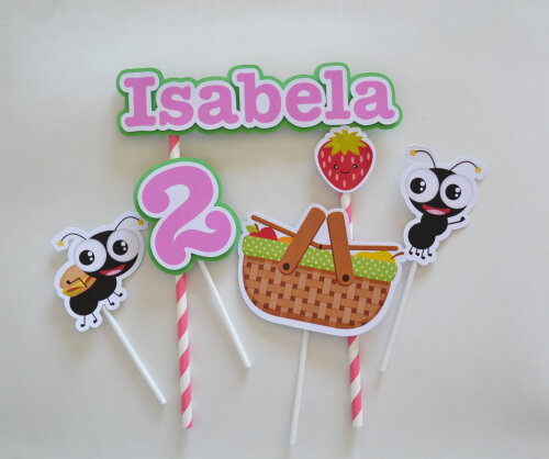 Topo de Bolo Picnic Frutinhas Personalizado para Aniversário