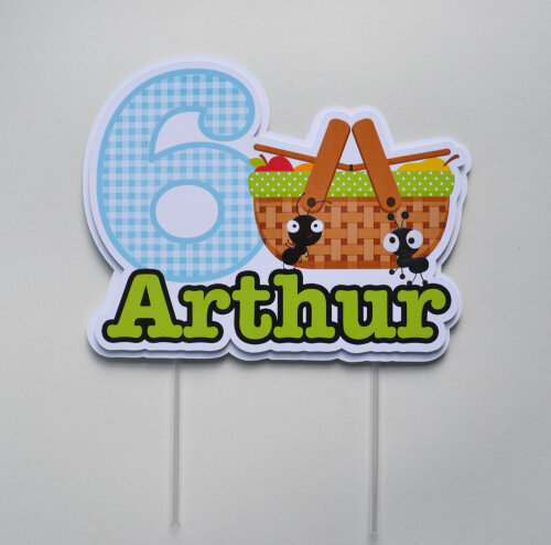 Topo de Bolo Picnic Personalizado para Festa Infantil