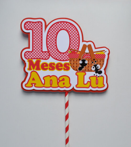 Topo de Bolo Picnic Personalizado para Festa Infantil