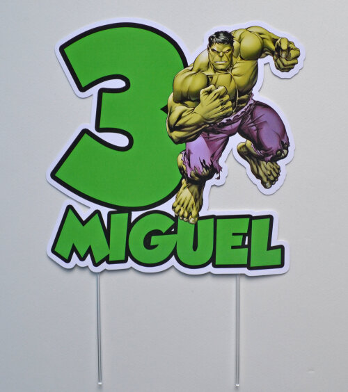 Topo de Bolo Hulk Personalizado para Festa Infantil Marvel