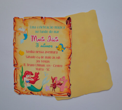Convite personalizado Ariel modelo Pergaminho